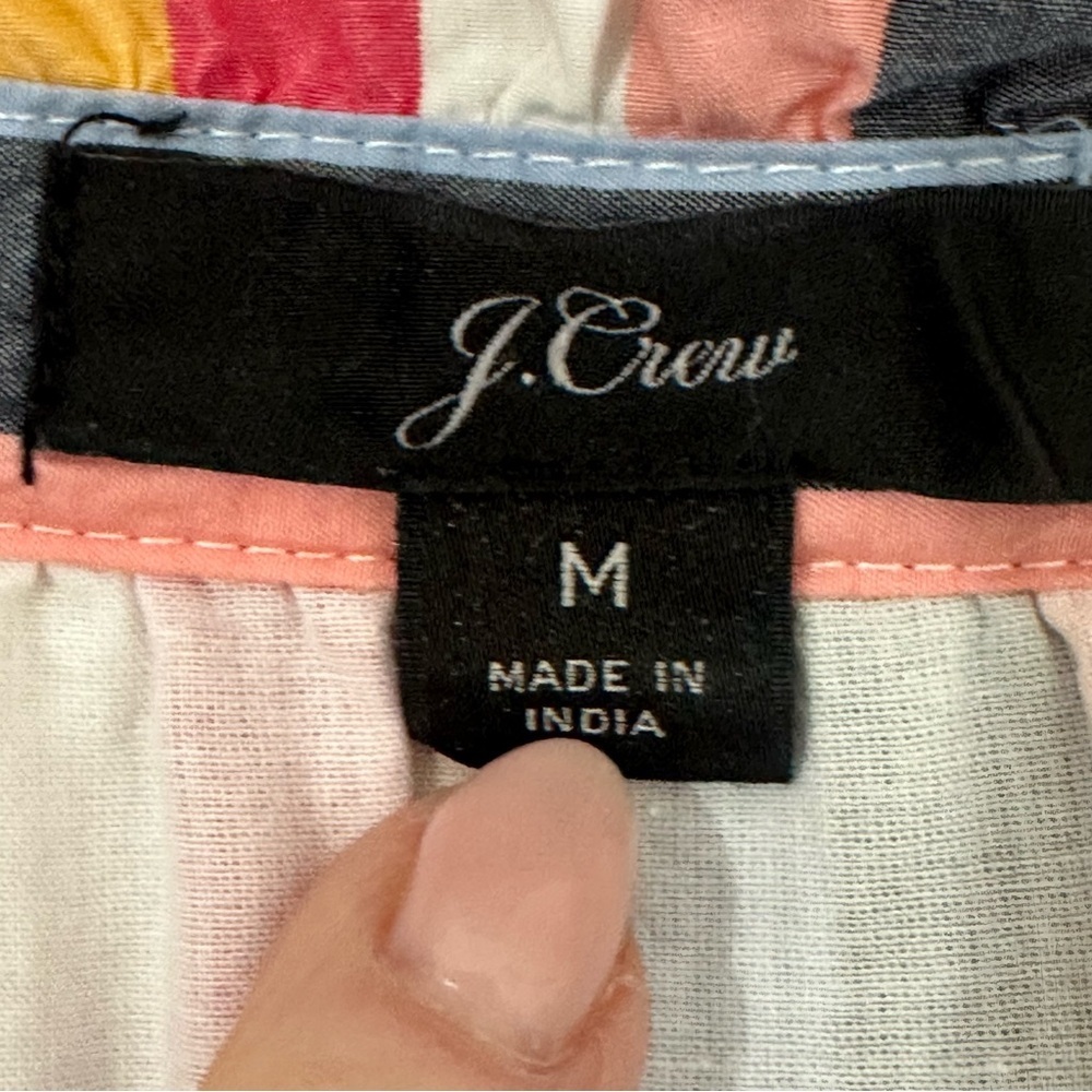 Jcrew Tiered Popover Dress Multi Stripes Poplin - Picture 9 of 11